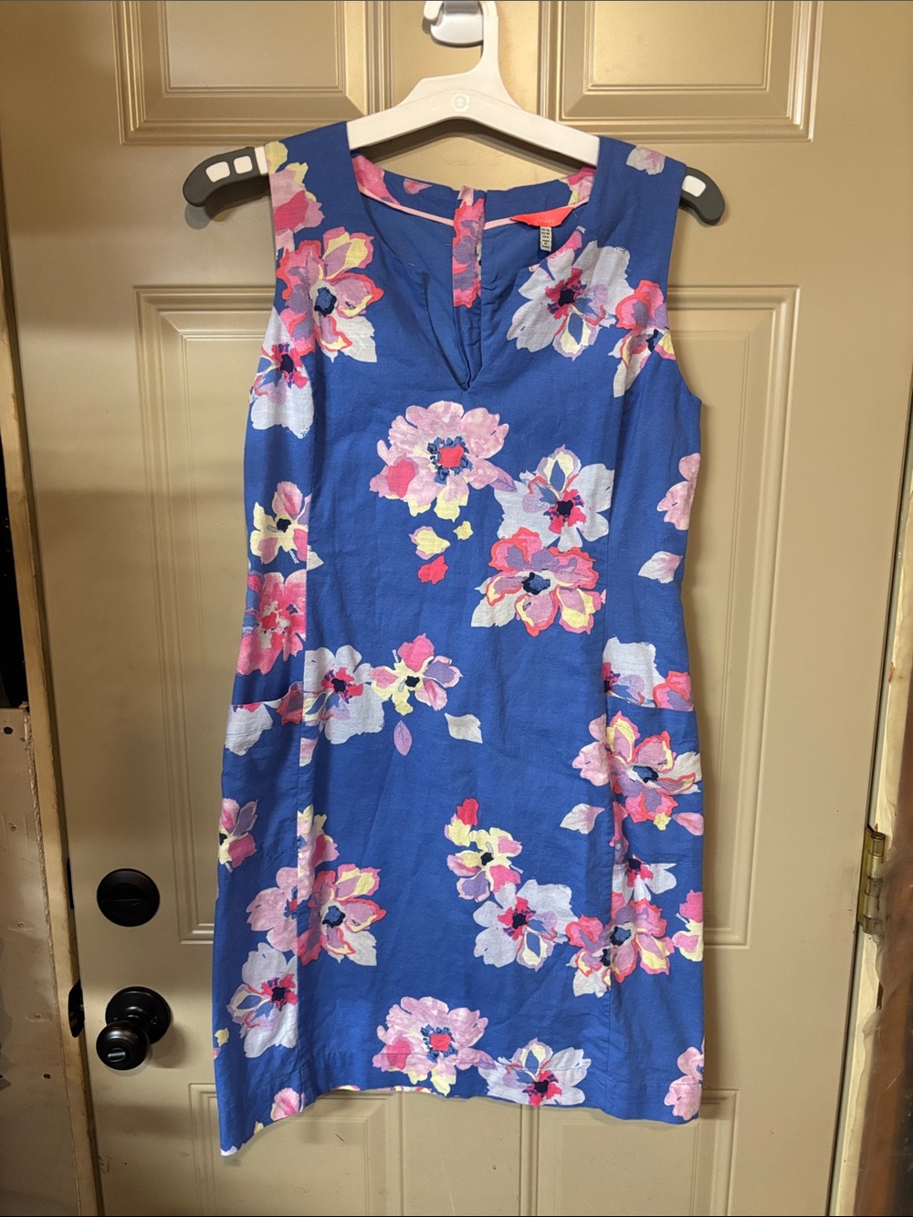 Joules Royal Blue Sleeveless Floral Midi Dress b232